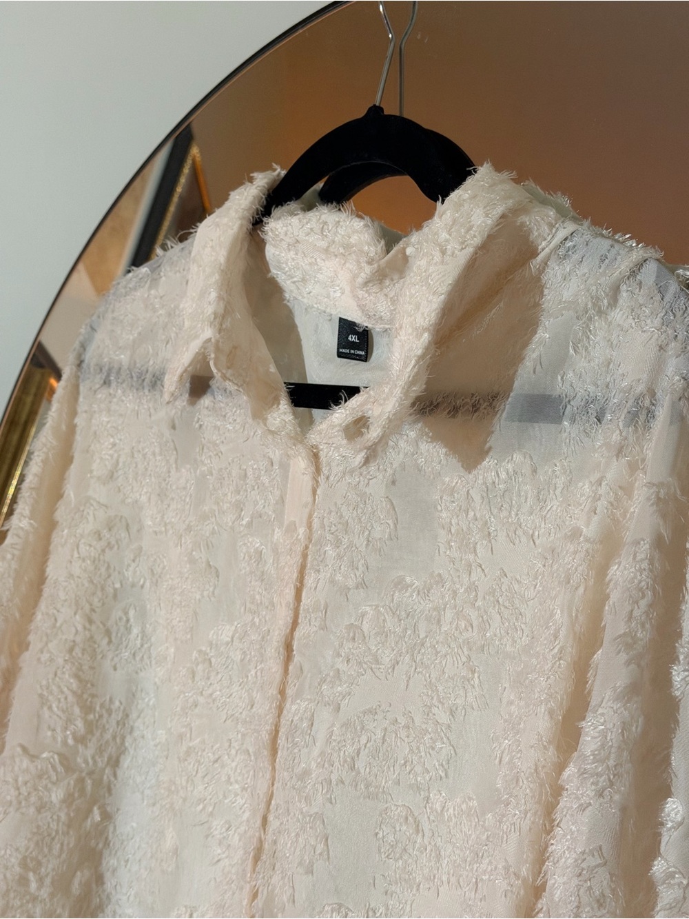 SHEIN Ivory Textured Button-Up Shirt